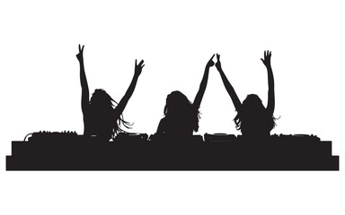 DJ Silhouette Mixing on Turntables  Music Artist Vector Design