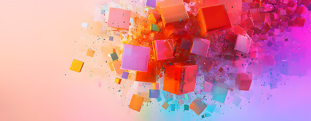 Abstract Data Flow Art Colorful abstract cubes creating a vibrant explosion. Glitch-Inspired Compression Visuals Minimalist Tech Code Aesthetic