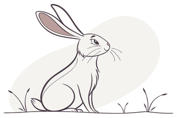 Obraz premium Soft and gentle rabbit sitting calmly on a grassy patch during a bright, sunny day in a serene outdoor setting