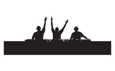 DJ Silhouette Mixing on Turntables  Music Artist Vector Design