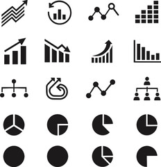 Business Analytics and Chart Icon Vector Set – Data & Graph Symbols Collection