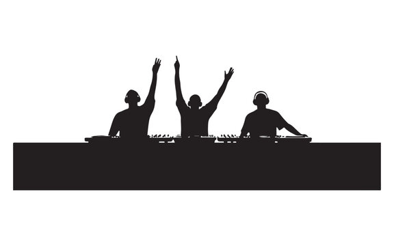DJ Silhouette Mixing on Turntables  Music Artist Vector Design