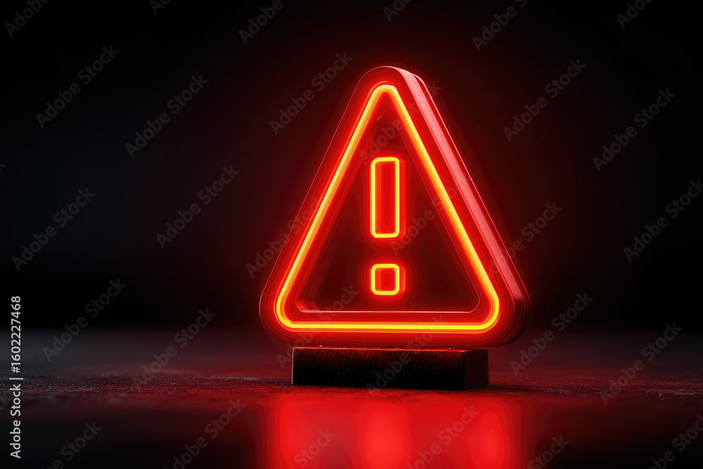 Aufkleber hacking concept. attention warning attacker alert sign with exclamation mark on dark red background.