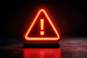 Hacking Concept. Attention warning attacker alert sign with exclamation mark on dark red background.Security protection Concept