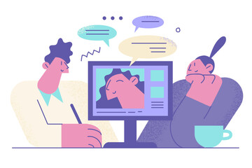 Virtual meeting, online conference, remote work concept