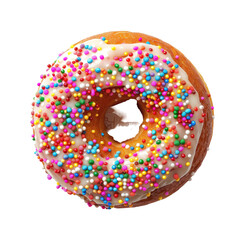 Round donut, iced, sprinkles