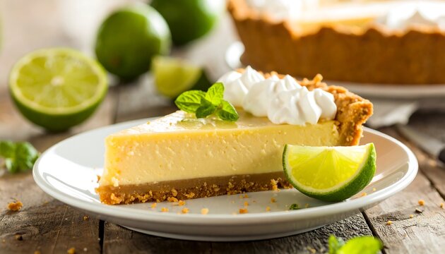 Lime Pie Slice on Plate