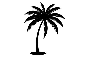Minimalist Black Palm Tree Silhouette Isolated on White Background - Tropical Icon
