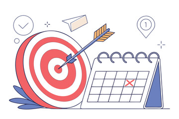 Target and calendar concept illustrating goal setting and planning strategies in a minimalistic style for productivity and achievement