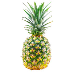Fresh pineapple, vibrant green leaves, yellow-green scales