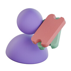 Conference ticket 3d icon colorful style