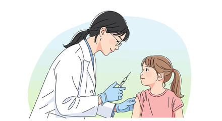 Gentle Medical Vector Illustration of a Doctor Giving a Vaccine to a Child Patient