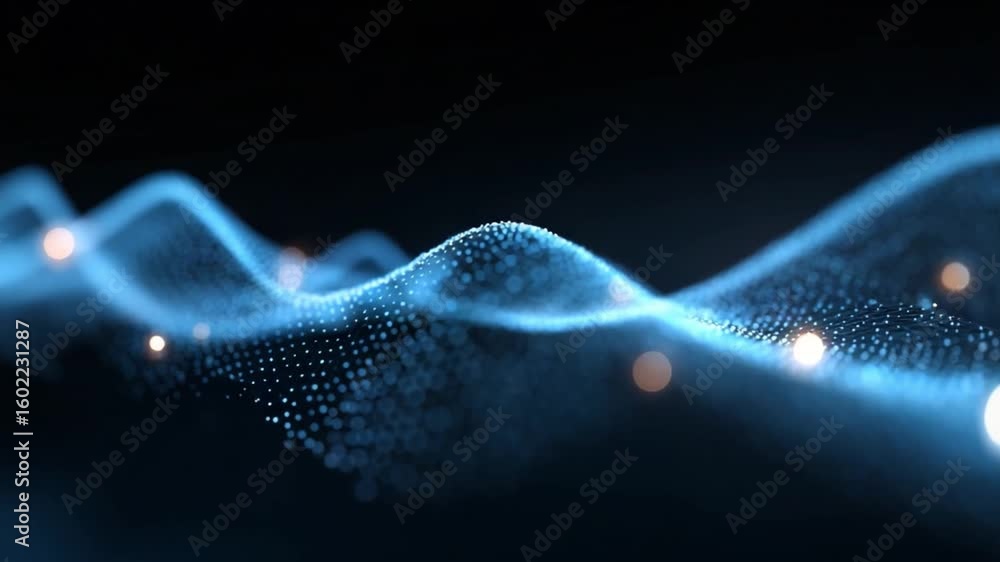 Poster abstract digital wave: a mesmerizing display of digital data, visualized as a flowing, luminescent w