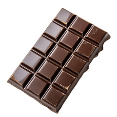 Dark chocolate bar, rectangular, glossy, squares