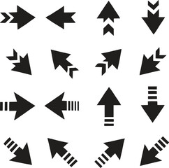  Bold Arrow Icon Set – Black Geometric Direction Vector Collection
