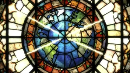 Stained Glass with a World Design in Motion Seamless Loop Visual - Powered by Adobe