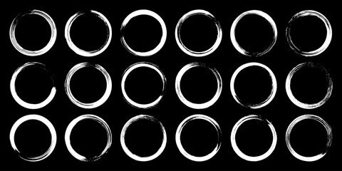 Grunge circles, brush strokes, lines, ink smudges, hand-drawn scribble shapes. Handmade sketchy marks, acrylic stains, charcoal streaks. Paint textures, dry brush effect. Vector illustration