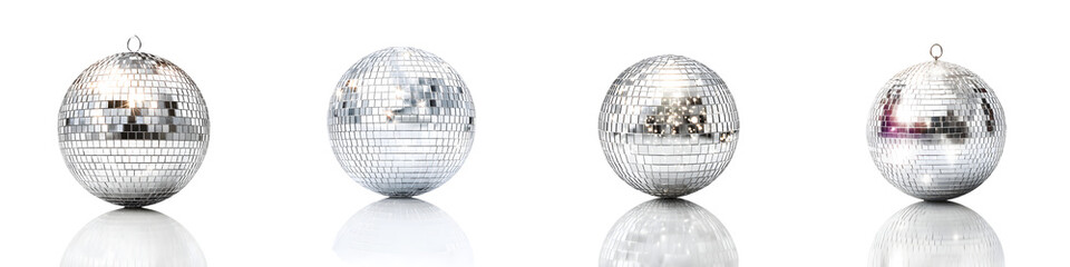 Disco Ball Collection: Four Sparkling Mirror Balls on White