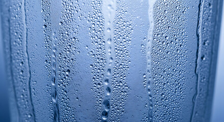 Close-up of a Chilled Glass with Water Condensation, Refreshing Drink