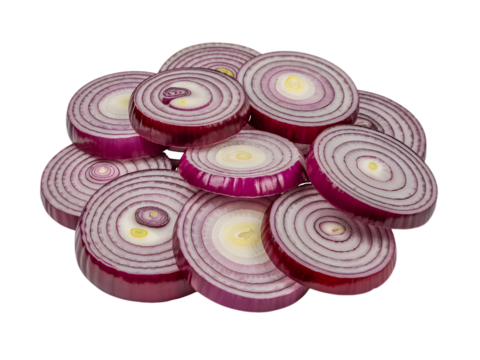 Sliced Red Onions isolated on a transparent background