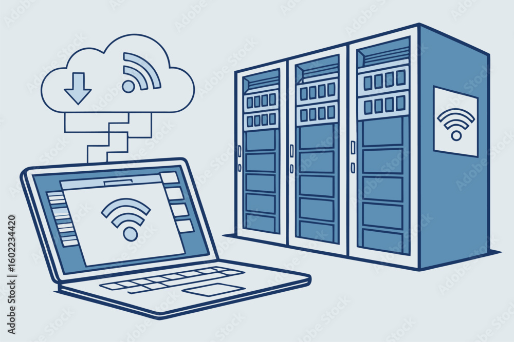 Aufkleber wireless data transfer between a laptop and storage servers during network operation