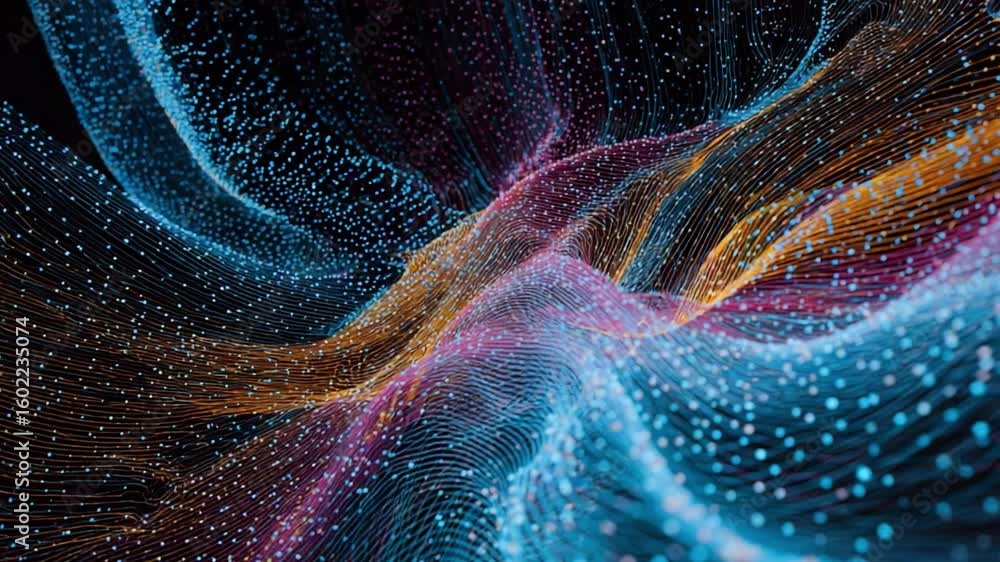 Poster abstract swirls of light: a mesmerizing view of swirling strands of radiant particles in a symphony 