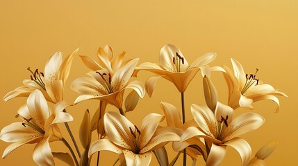 Yellow Floral Background with Abstract Blossoms and Blooming Flowers