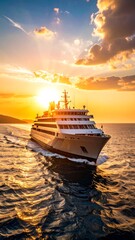 Obraz premium Cruise ship at sunset (1)