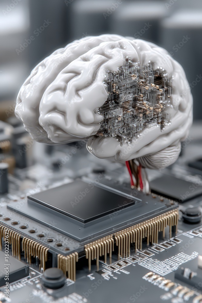 Aufkleber artificial intelligence and brain technology integration