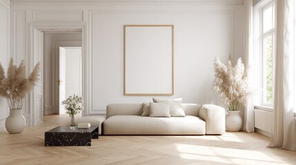 Fototapeta premium Modern, minimalist living room (13)