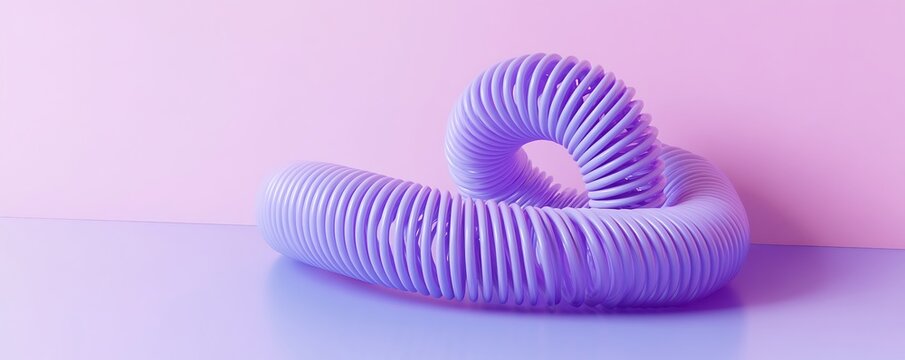 Purple spring coil mock unrolling into upward curve on pastel floor progress idea