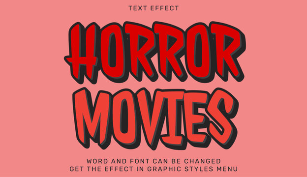 Bold red horror movies text effect over pink background