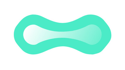 A teal colored abstract shape with rounded edges and a lighter shade in the center on a white background