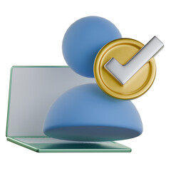 Remote work approval 3d icon colorful design