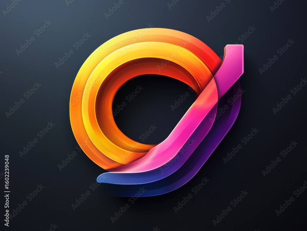 Poster dynamic gradient layers: an abstract representation of a circular shape in vivid yellow, orange, pin