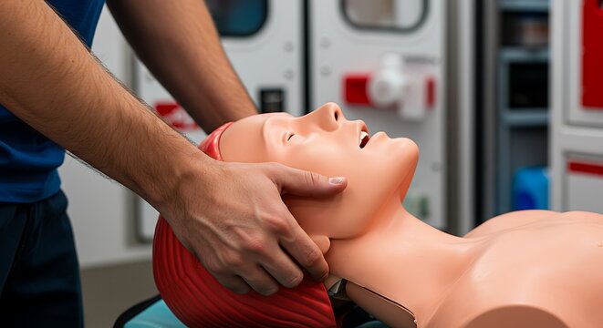 CPR Training On Medical Dummy In Hospital Emergency Room