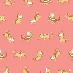 Vector Chipmunk Seamless Pattern Background for Print Fabric Surface Fashion Wrapping