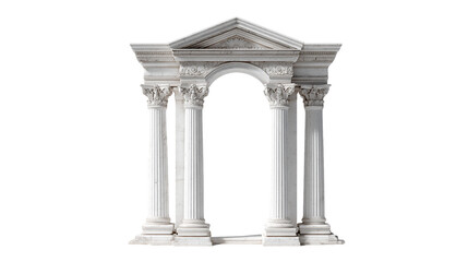 Fototapeta premium White Marble Classical Archway with Columns on Transparent Background, PNG