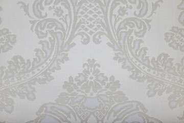 Subtle Light Grey Damask Wallpaper Pattern. Tone on Tone Vintage Baroque Floral Design