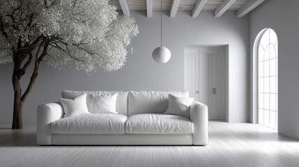 Stylish minimalist living room sofa modern home interior high-quality furniture bright environment contemporary design