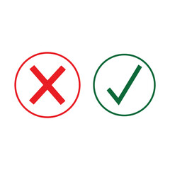 Red x and green checkmark symbols on black background