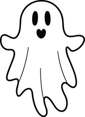 Cute Ghost Line Art Vector – Minimal Halloween Spirit Illustration for Kids and Festive Designs