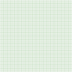 Sheet of graph paper with grid. Millimeter paper texture, geometric pattern. Green lined blank for drawing, studying, technical engineering or scale measurement. Vector illustration