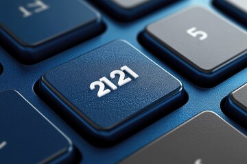 Trends 2021 Inscription on Blue Keyboard Key.