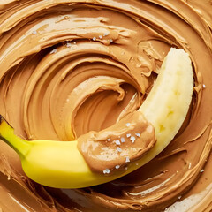 Peanut butter banana healthy food combination nutritious breakfast snack with protein and energy