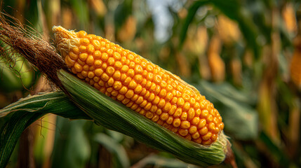 Golden Harvest: Vibrant Yellow Corn Basking in Sunlight, A Tribute to Nature's Bounty and Rural Charm, Infused with the Essence of Late Summer's Abundance and Agricultural Splendor