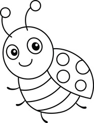 Cute Smiling Cartoon Ladybug for Coloring