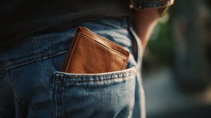 Man Pulling Wallet from Back Pocket of Jeans