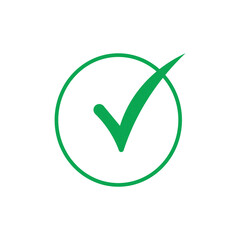 Green check mark inside a circle on a black background