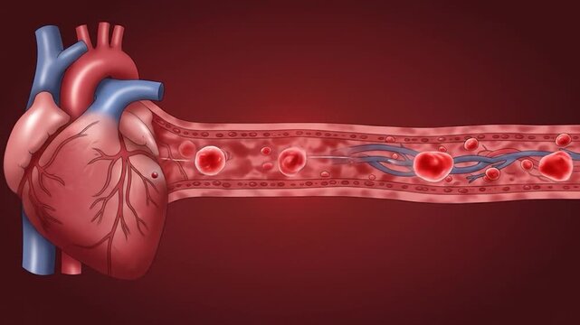 Animated Heart and Artery Depicting Blood Clot Formation and Blockage